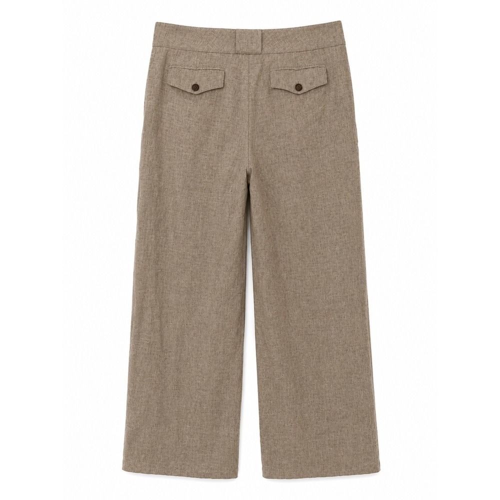 Banana Republic Flat Front Ryan Fit Wide Leg Linen Trouser Pants Tan 10 Tall EUC - Picture 3 of 5